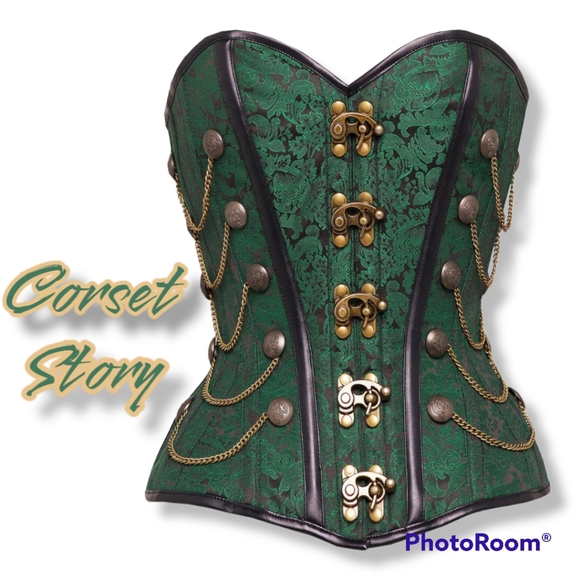 😈NTW, Amazing Green overbust Steampunk corsetz! Lace, lingerie, bustier - Picture 2 of 15